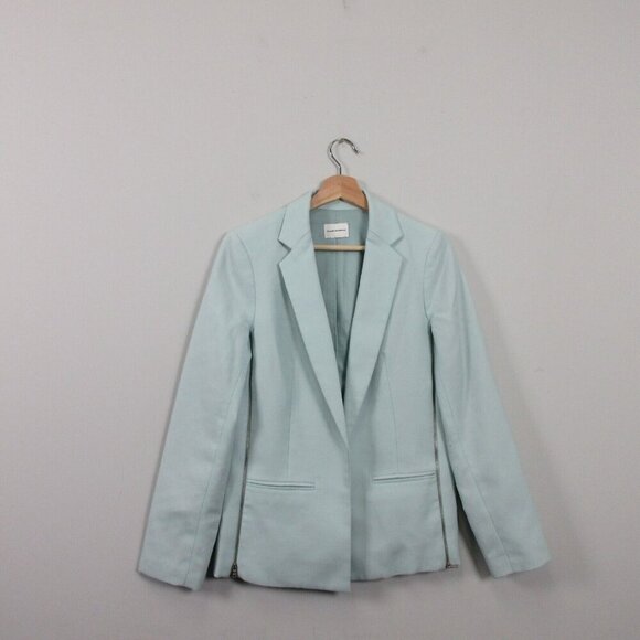 Club Monaco Blazer Women Light Green Open Wool Blend Career Office Work 506 - Picture 1 of 15